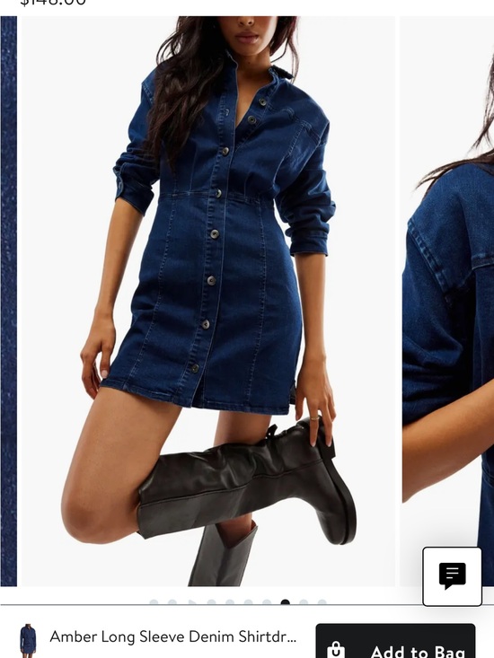 Free People Dresses & Skirts - Free People Amber Long Sleeve Denim Mini Dress with Button Detail